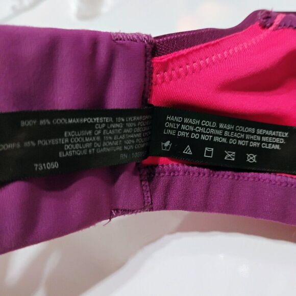 Natori Sports Bra Cushioned Underwire Hot Pink Purple Converts to Crossed 32C - Picture 9 of 12
